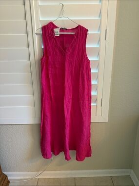 Bright Pink Sleeveless Midi Dress - Brand Unknown